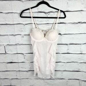 Linea Donatella Women's Lace Trim Chemise White Floral Size M